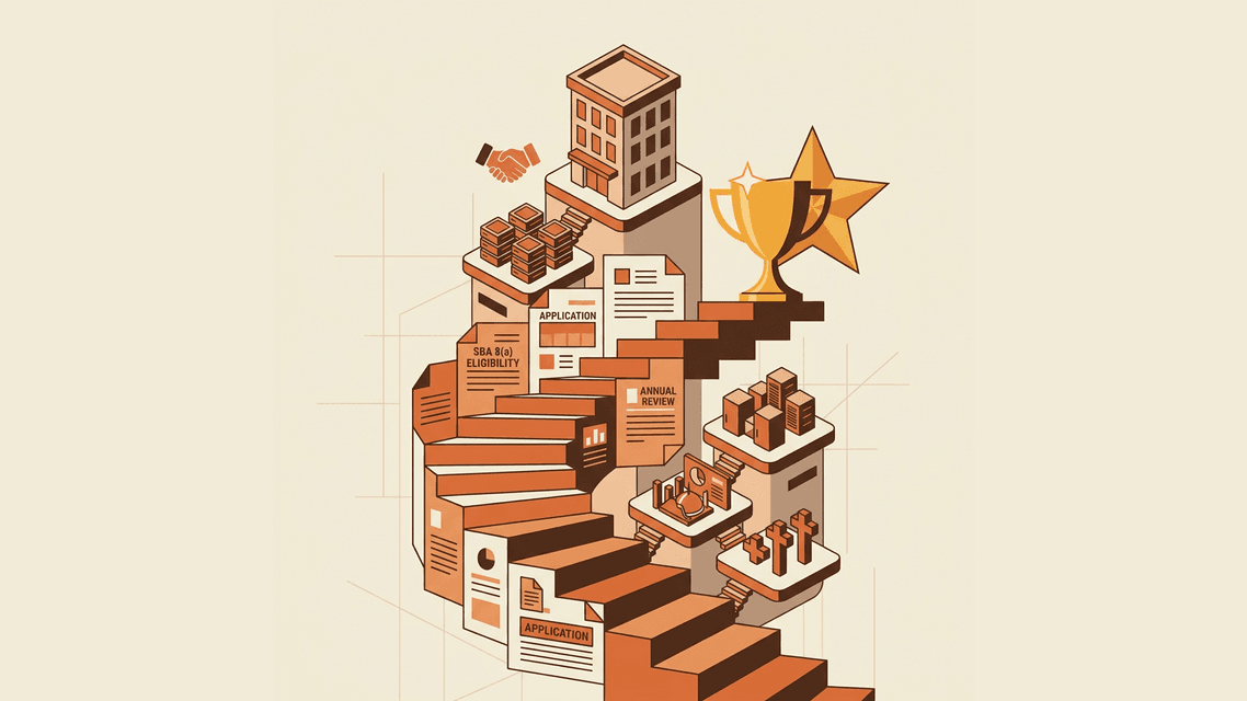 SBA logo with small business storefront representing the 8a program