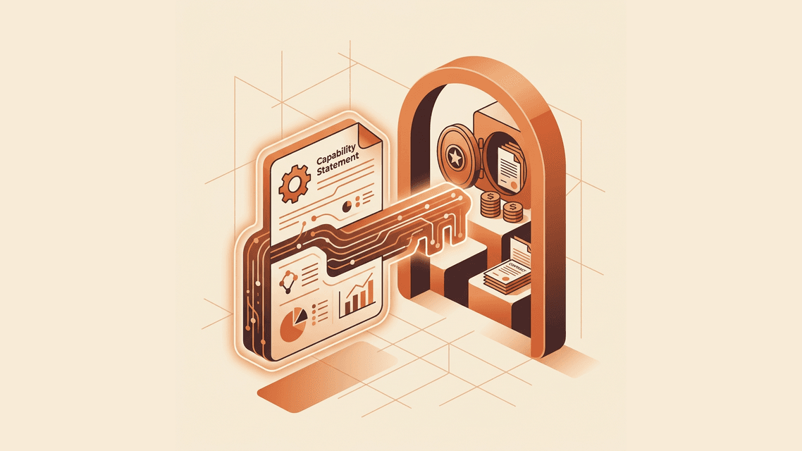 Professional one-page document on a desk representing a capability statement